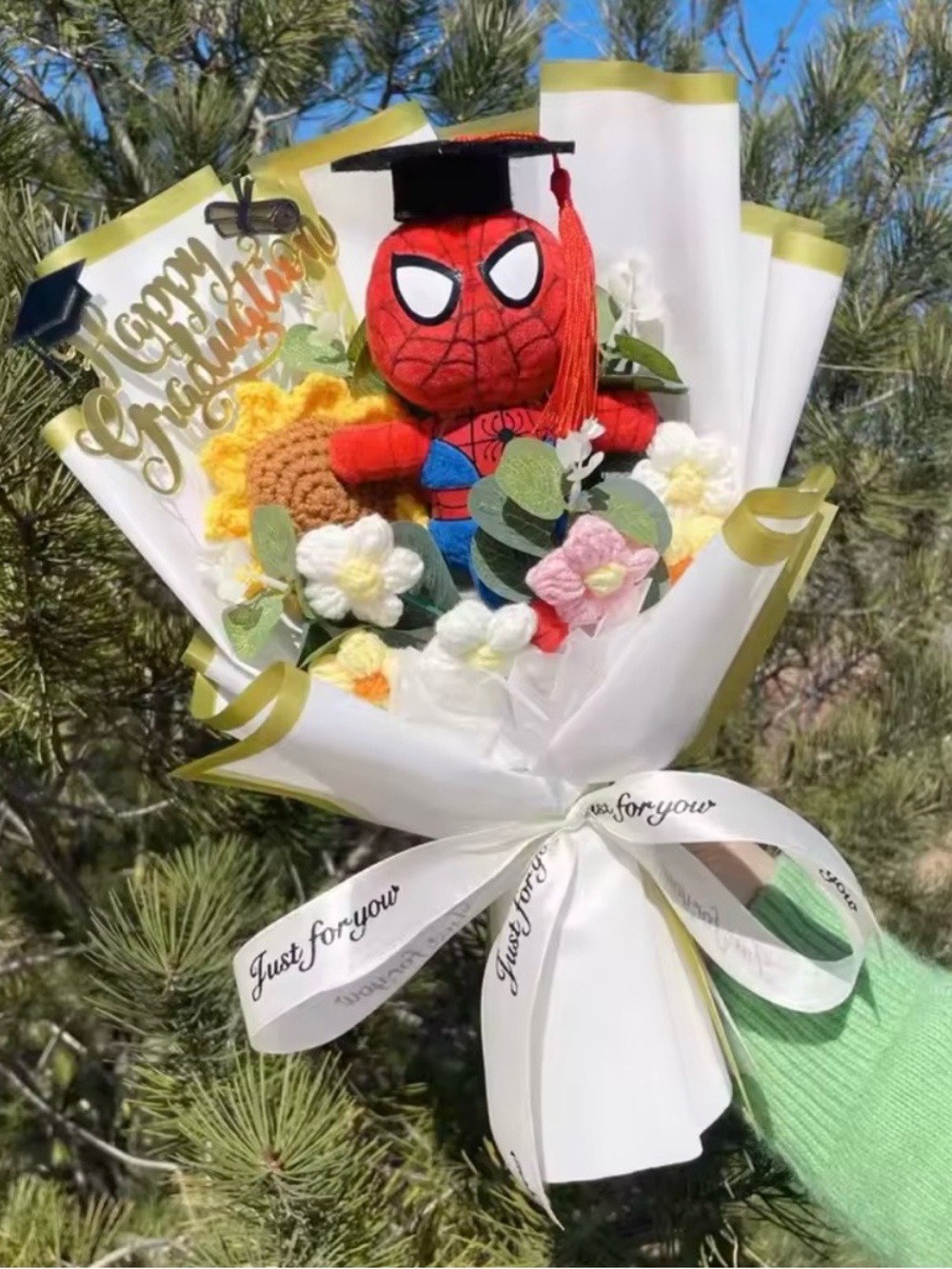 Handmade Spiderman Plush Graduation Bouquet